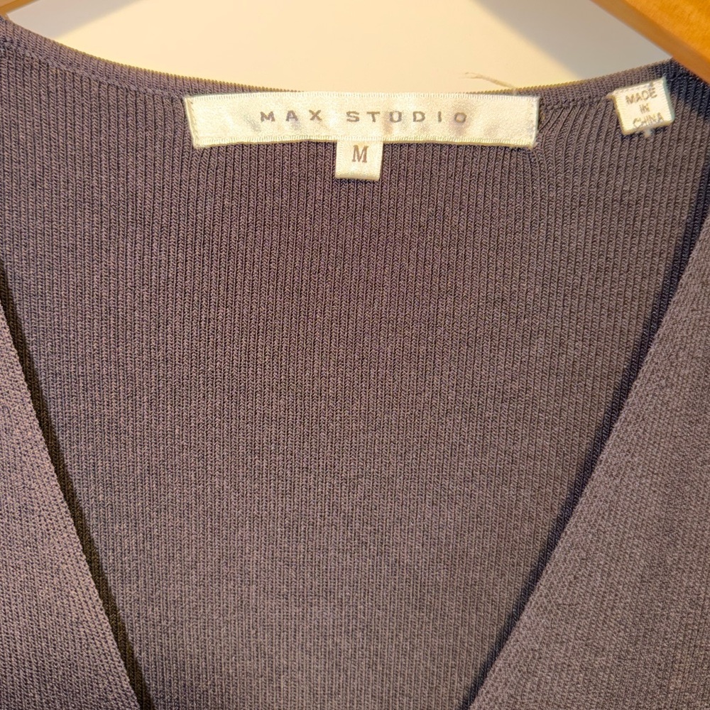 Max Studio Long Black Ribbed Duster Button Down C… - image 4